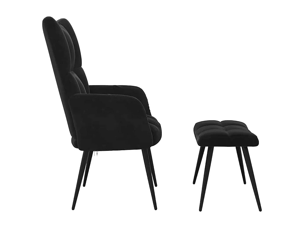 Fauteuil relax avec tabouret en velours noir