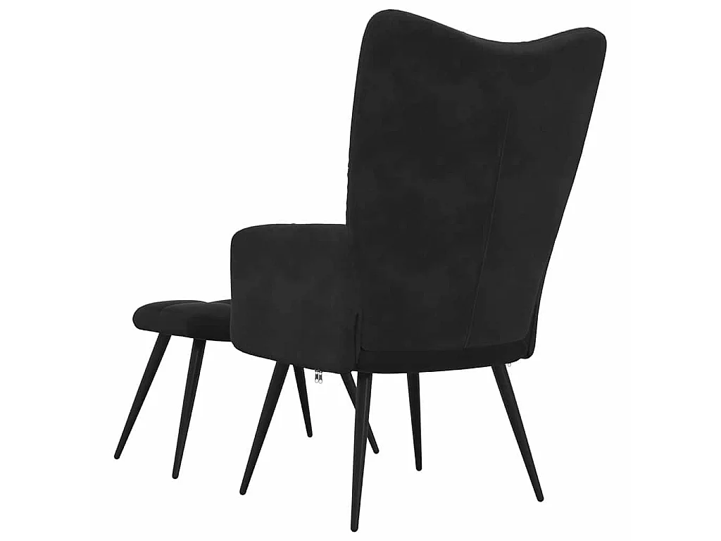 Fauteuil relax avec tabouret en velours noir