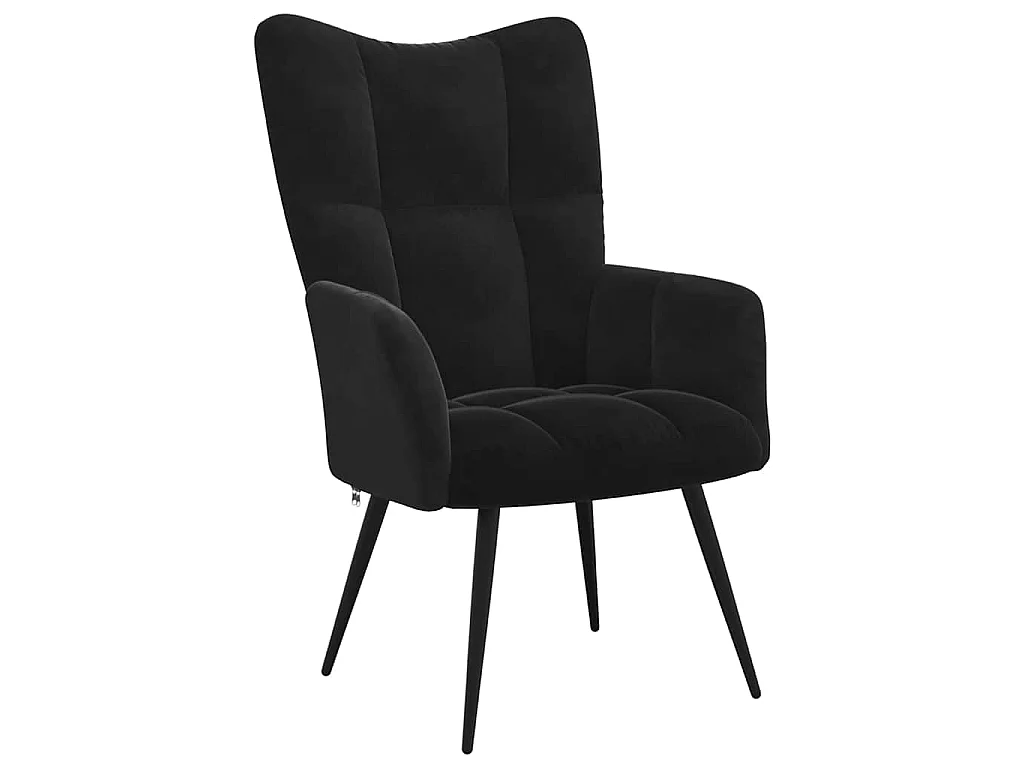 Fauteuil relax avec tabouret en velours noir