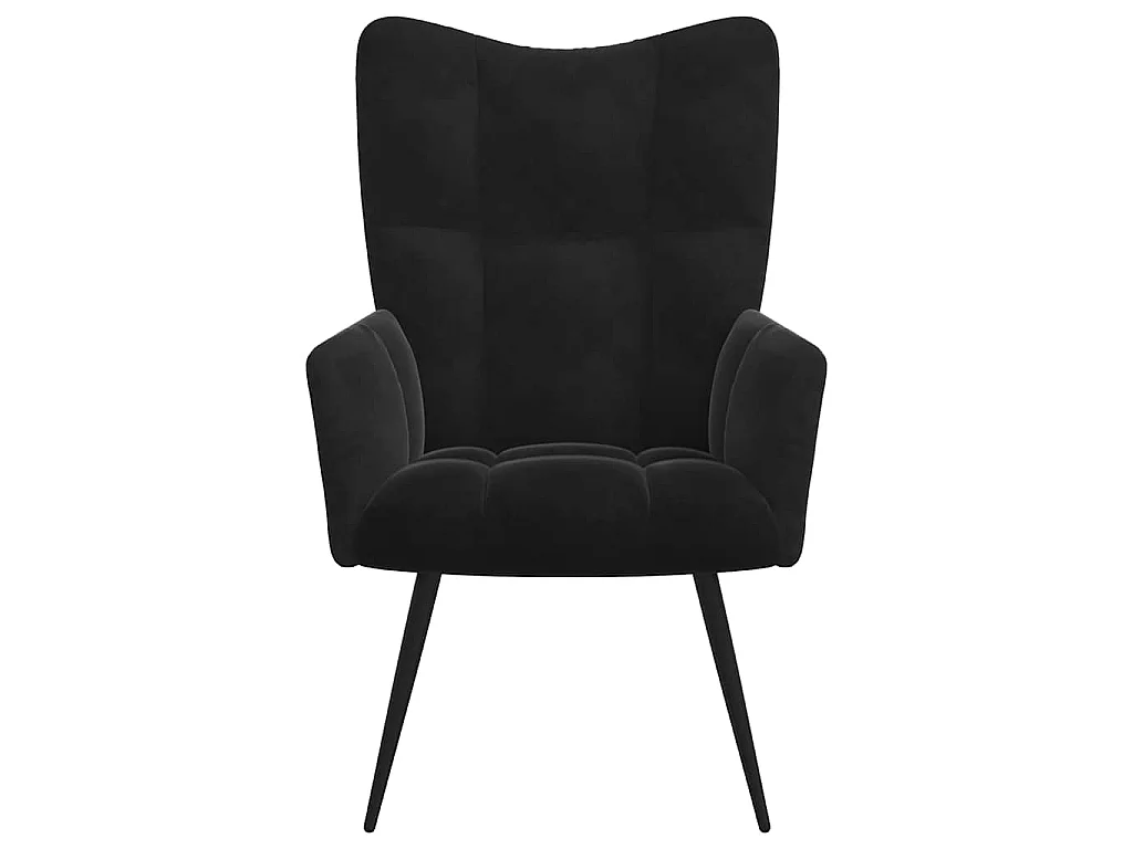 Fauteuil relax avec tabouret en velours noir