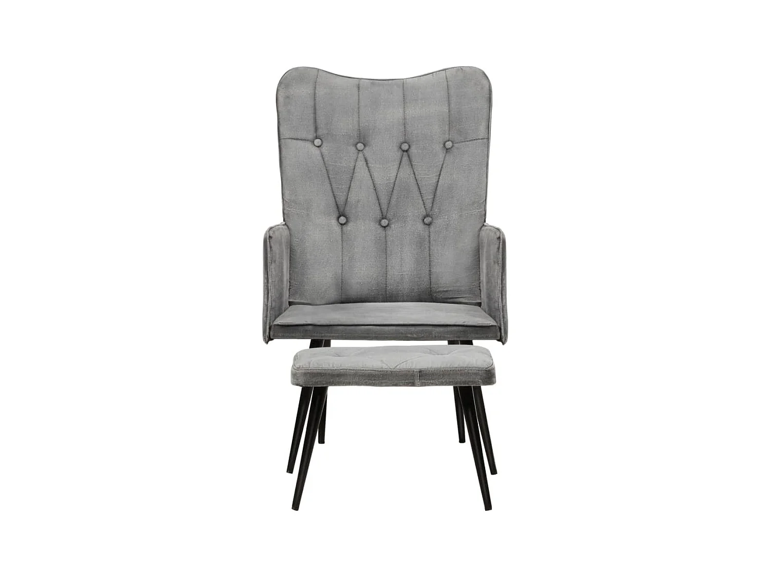 Ohrensessel mit Hocker Grau Vintage Canvas