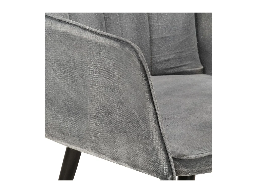 Ohrensessel mit Hocker Grau Vintage Canvas