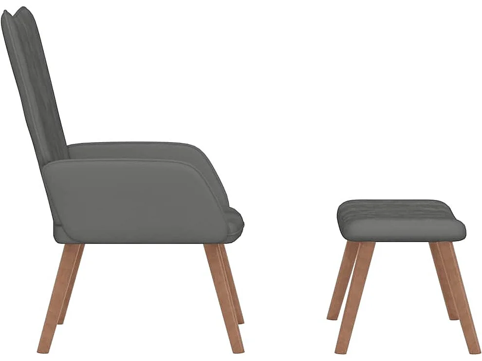 Relaxsessel mit Hocker Dunkelgrau Samt