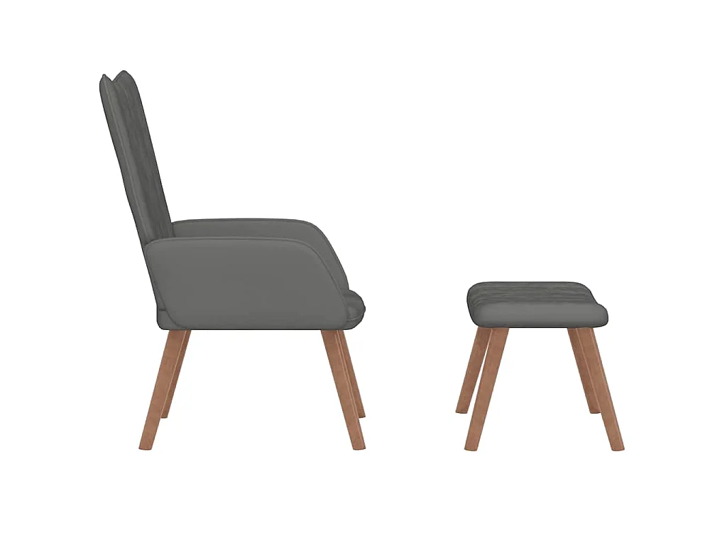 Chaise de relaxation avec repose-pied Gris foncé Velours