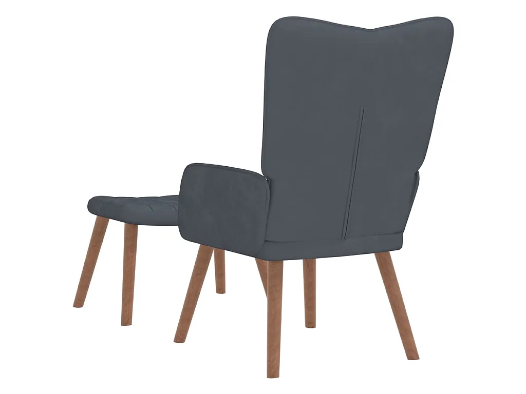 Chaise de relaxation avec repose-pied Gris foncé Velours