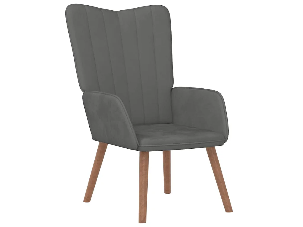 Chaise de relaxation avec repose-pied Gris foncé Velours