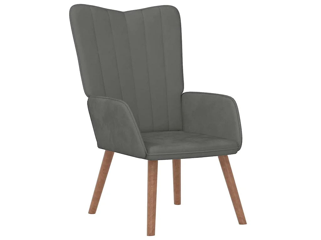 Relaxsessel mit Hocker Dunkelgrau Samt