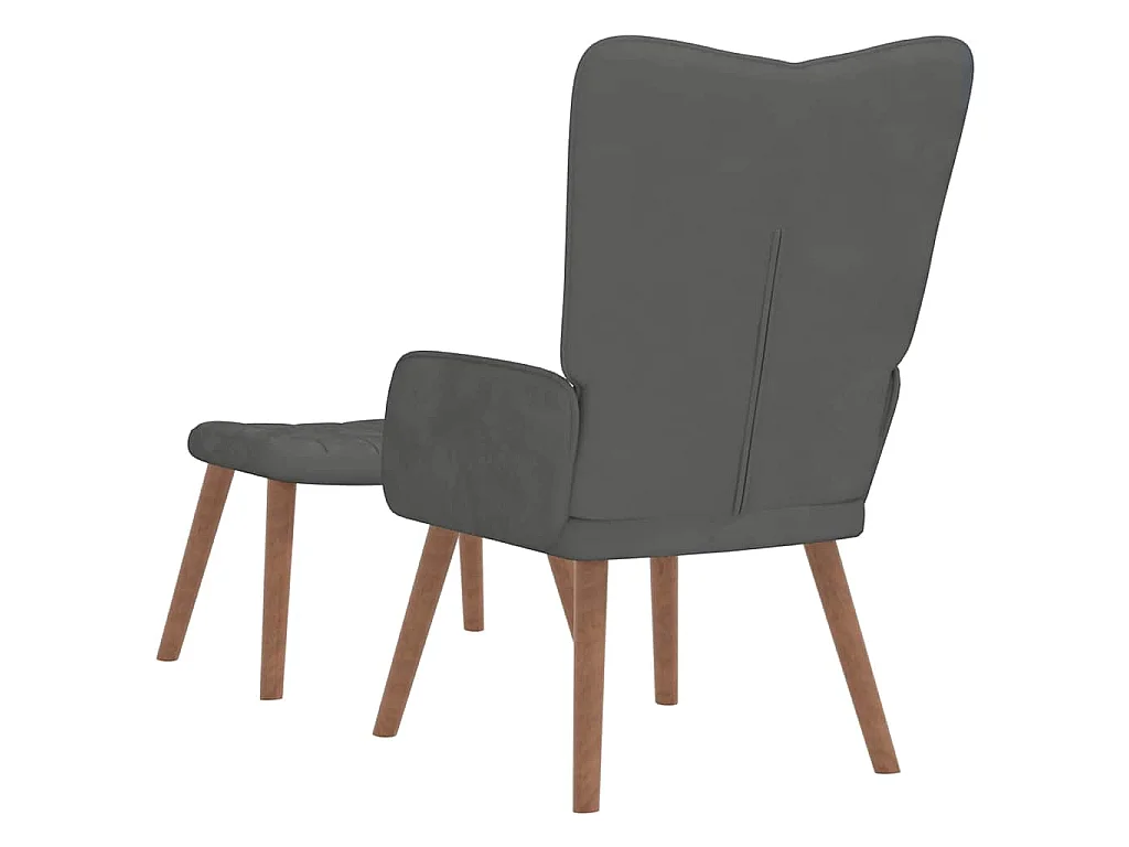 Relaxsessel mit Hocker Dunkelgrau Samt