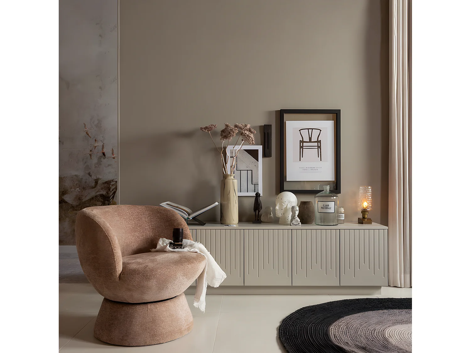Shuffle - Fauteuil pivotant en tissu - Beige