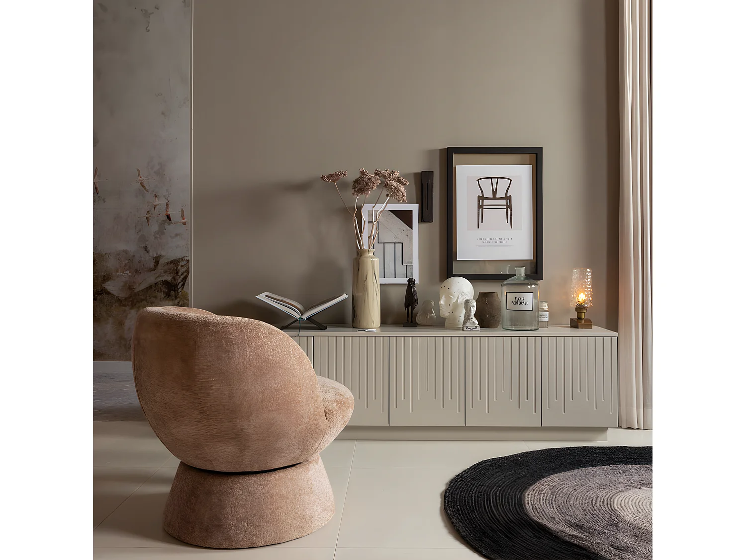 Shuffle - Fauteuil pivotant en tissu - Beige