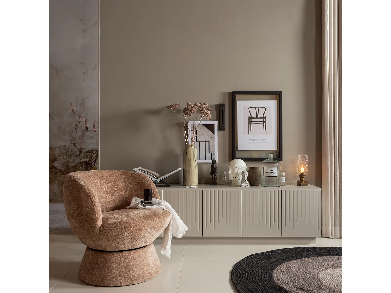 Fauteuil pivotant en tissu tissé SHUFFLE