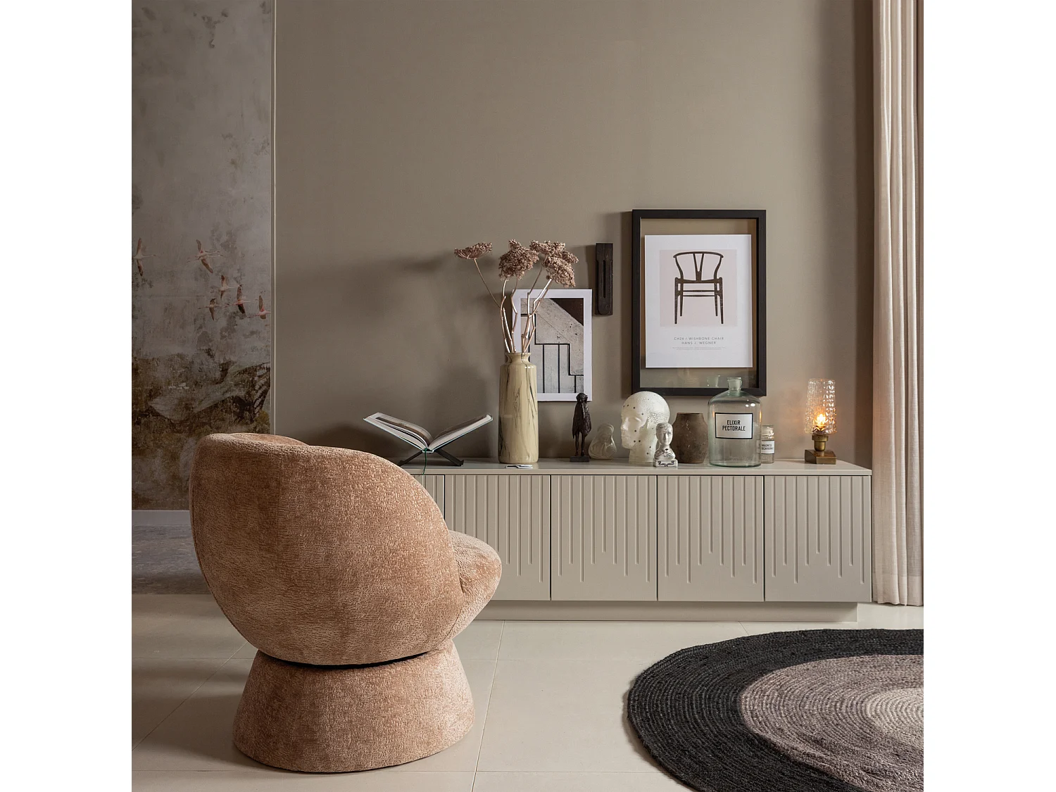 Fauteuil pivotant en tissu tissé SHUFFLE