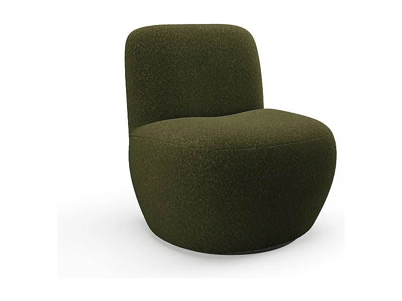 Fauteuil de salon pivotant en bouclette kaki JENA