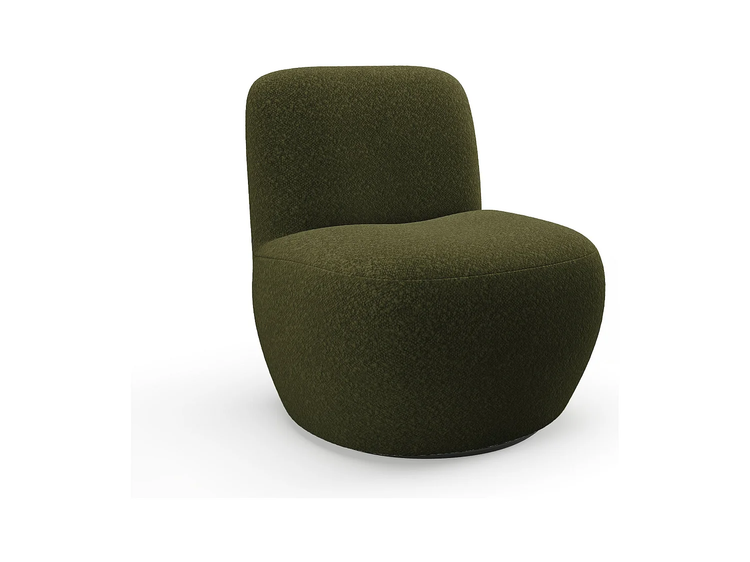 Fauteuil pivotant en bouclette kaki JENA