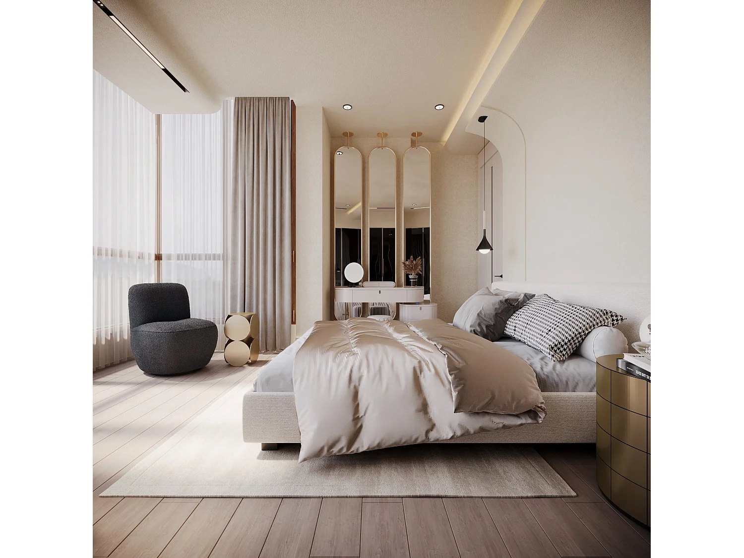 Fauteuil pivotant en bouclette gris anthracite