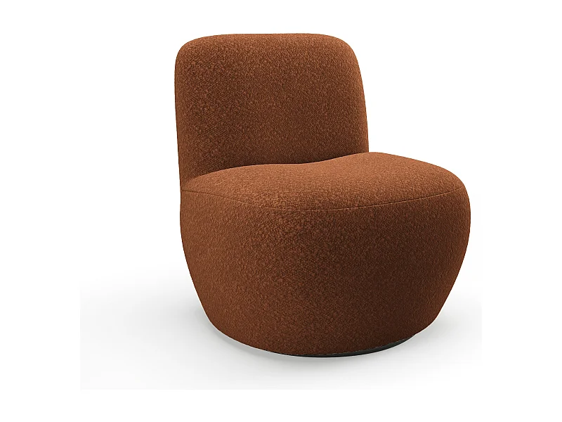 Fauteuil de salon pivotant JENA en tissu bouclette terracotta 64x68cm