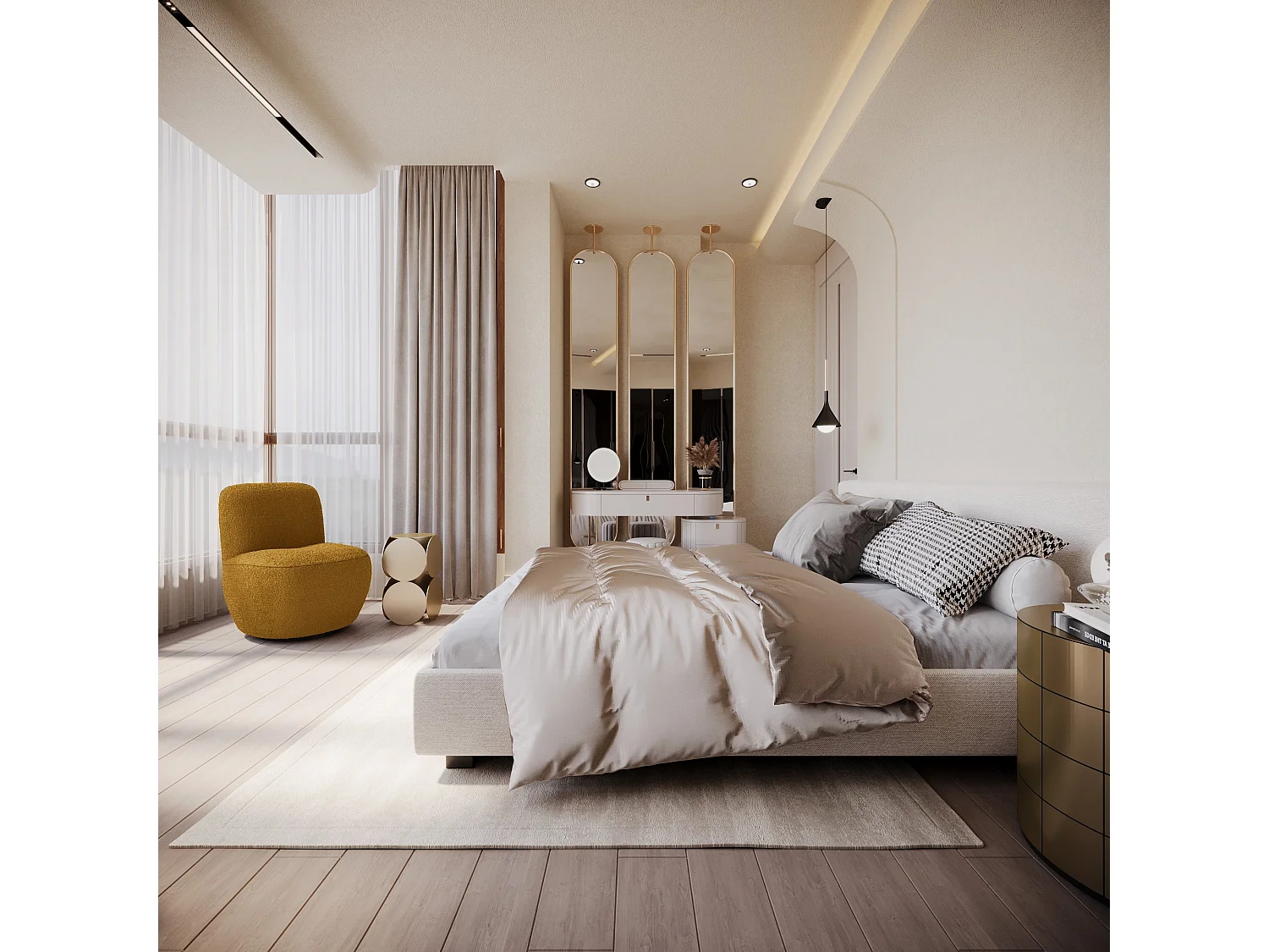 Fauteuil de salon pivotant en bouclette moutarde JENA