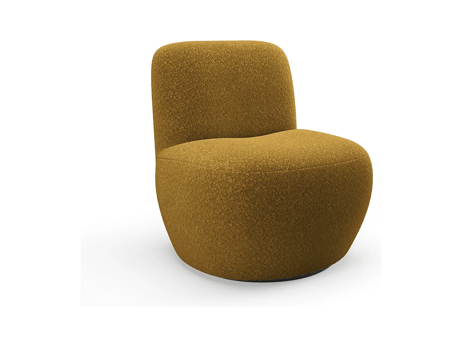 Fauteuil pivotant en bouclette moutarde JENA