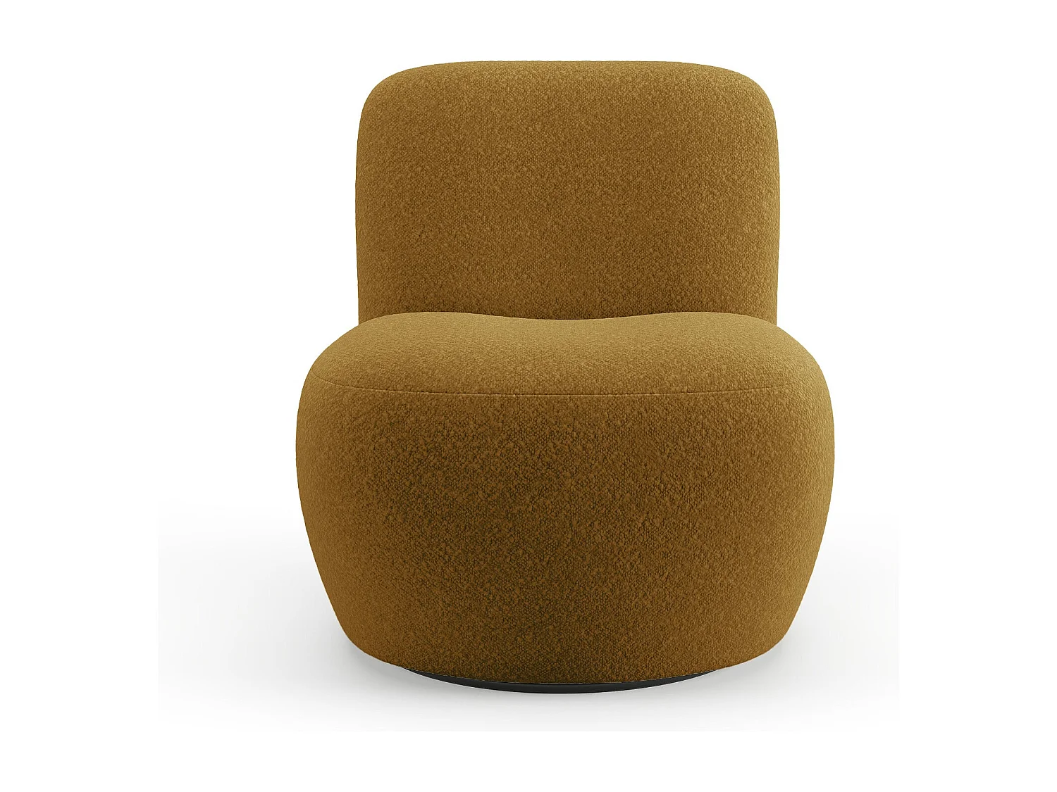 Fauteuil de salon pivotant en bouclette moutarde JENA