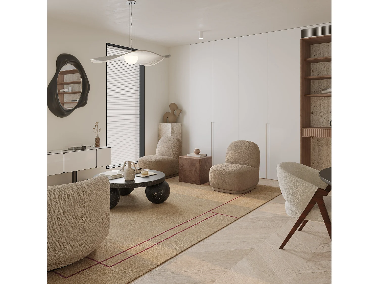 Fauteuil pivotant en bouclette taupe