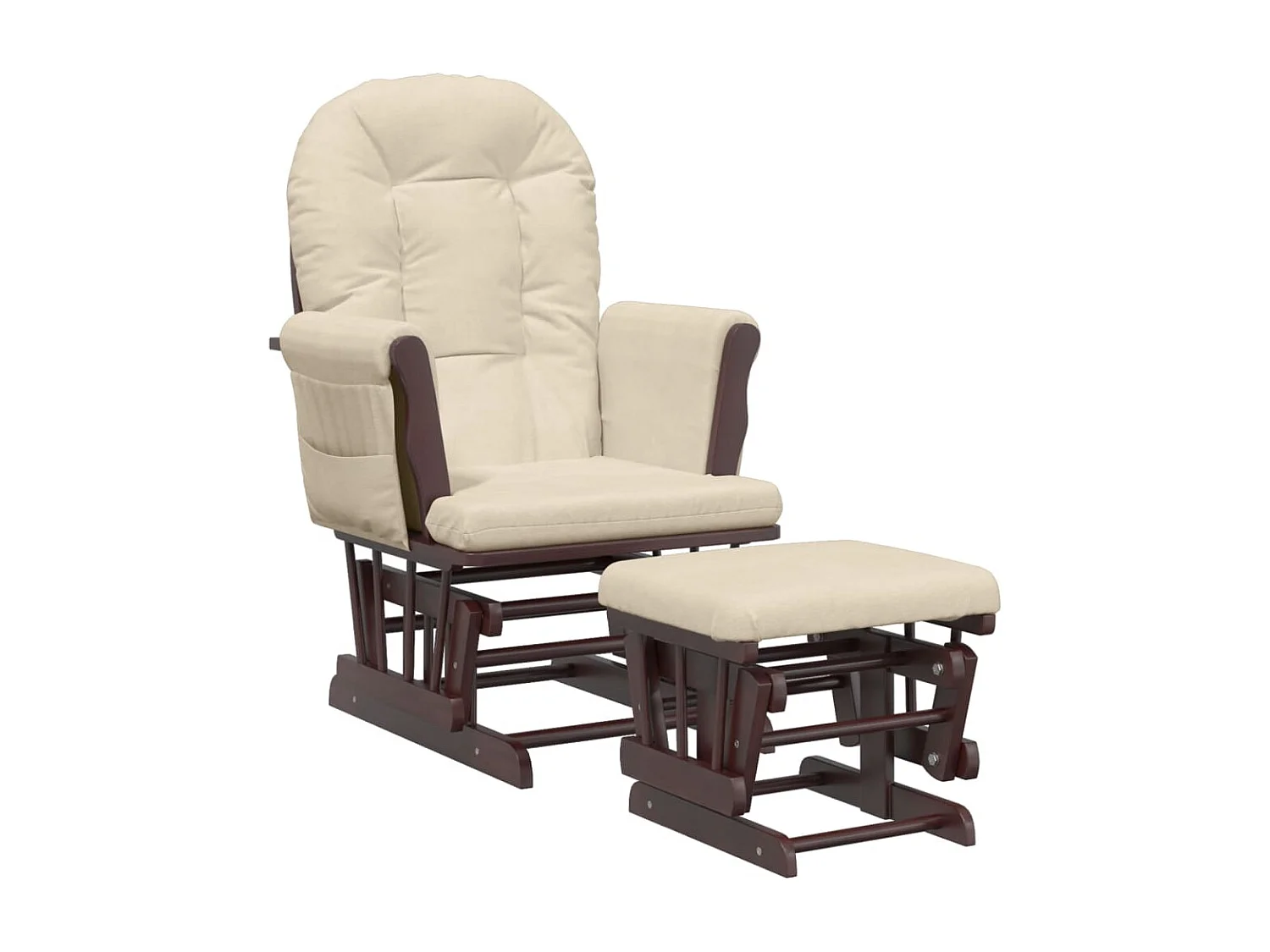 Chaise berçante avec repose-pied Blanc crème Tissu