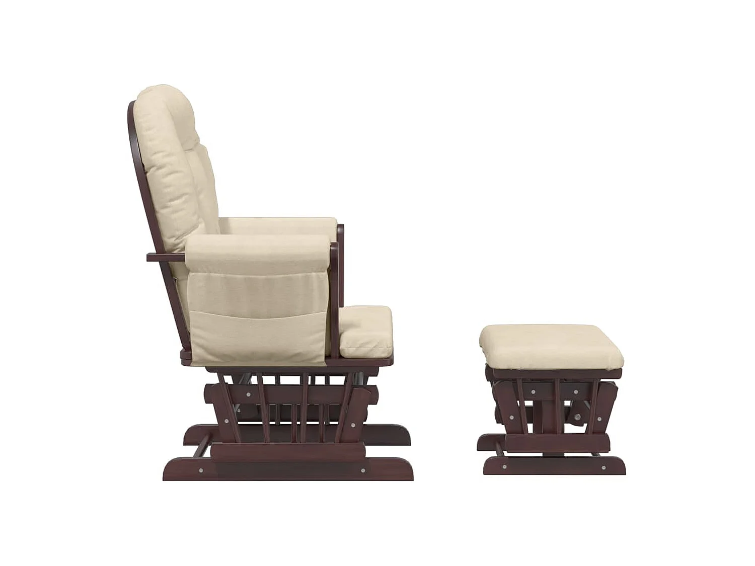 Chaise berçante avec repose-pied Blanc crème Tissu