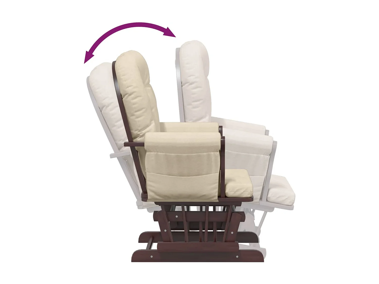 Chaise berçante avec repose-pied Blanc crème Tissu