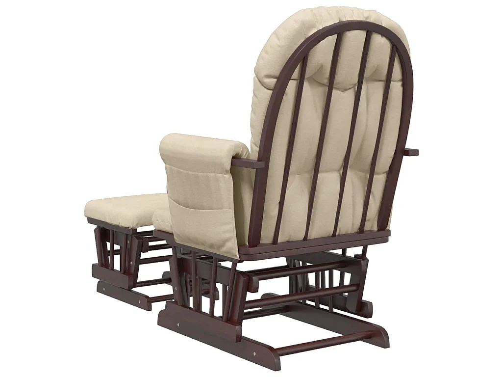 Poltrona Glider con Sgabello Bianco Crema in Tessuto