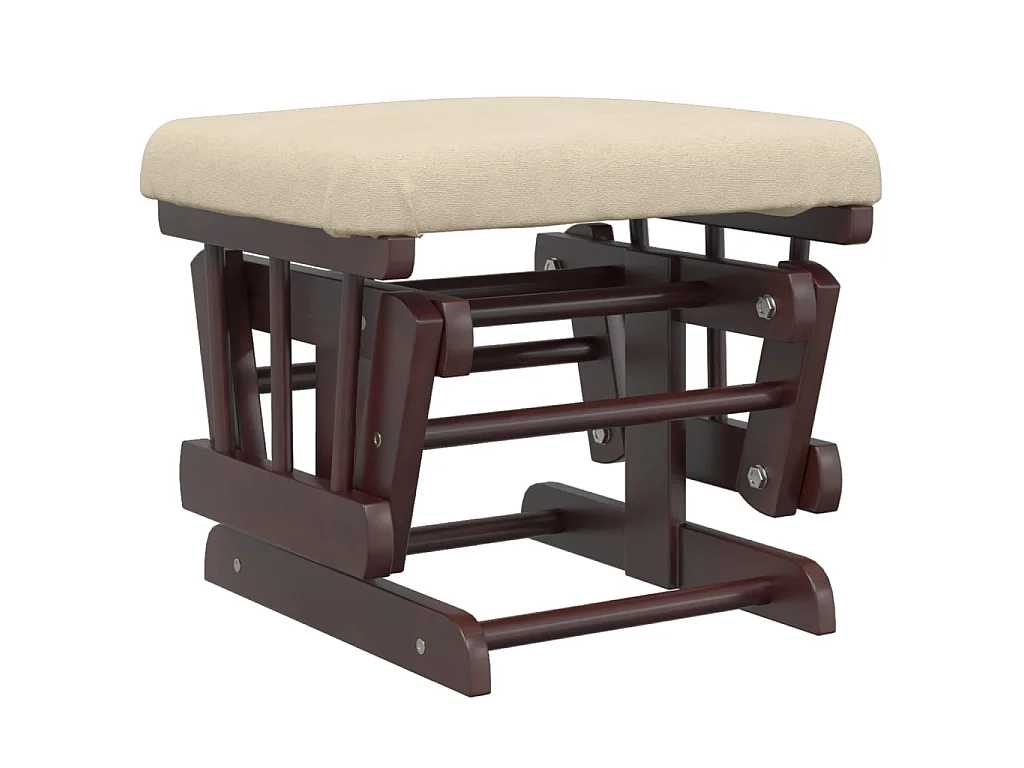 Poltrona Glider con Sgabello Bianco Crema in Tessuto