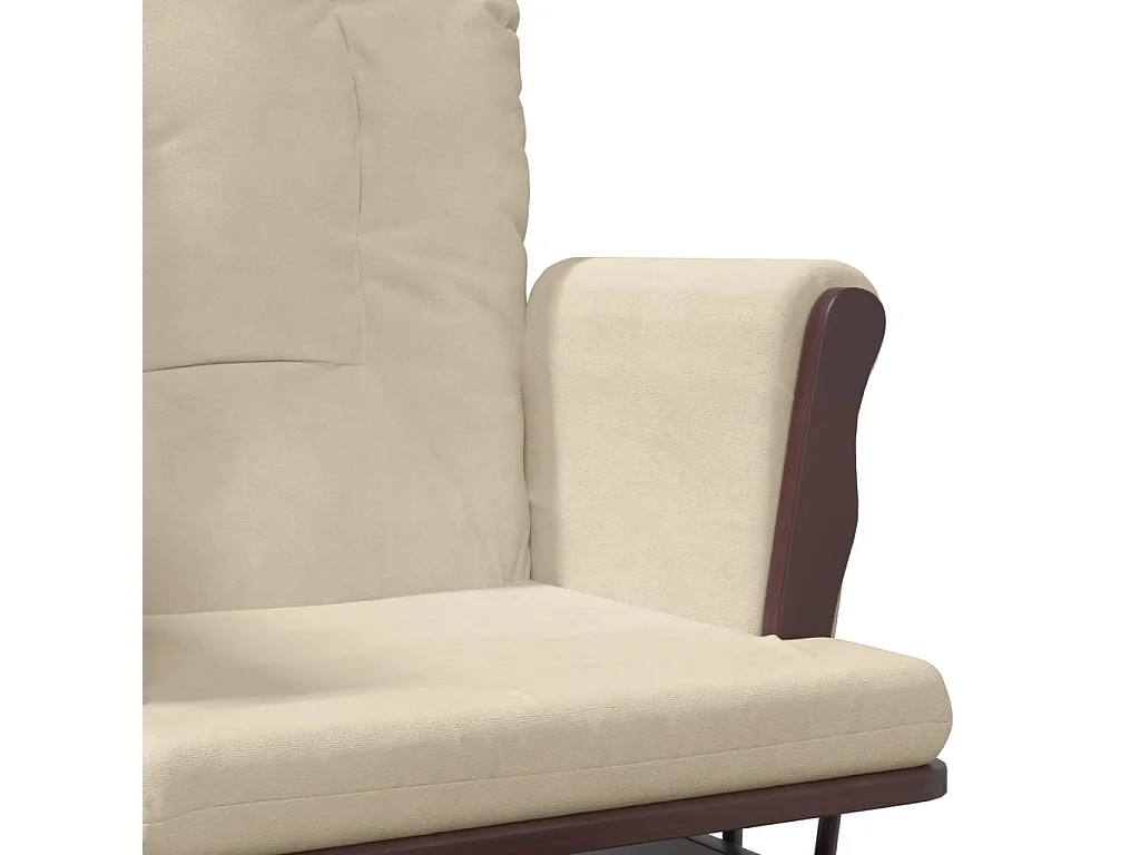 Poltrona Glider con Sgabello Bianco Crema in Tessuto