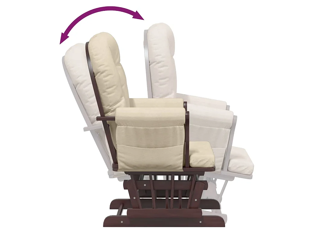 Poltrona Glider con Sgabello Bianco Crema in Tessuto