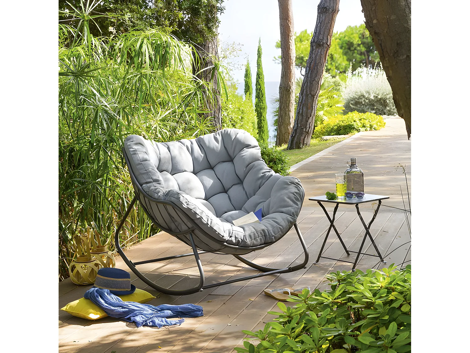 Fauteuil bascule extérieur gris/graphite Paopao Hespéride