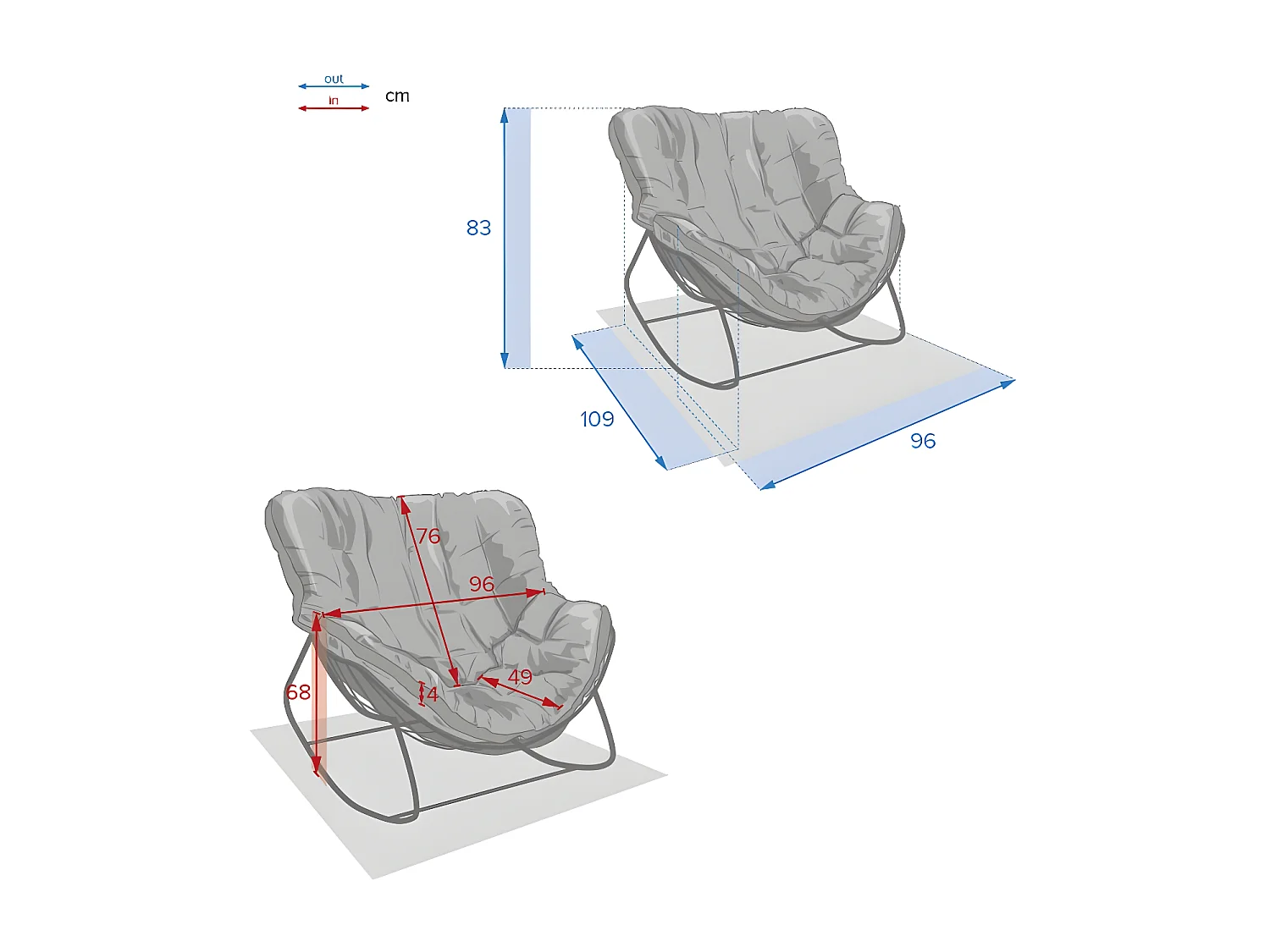Fauteuil bascule extérieur gris/graphite Paopao Hespéride