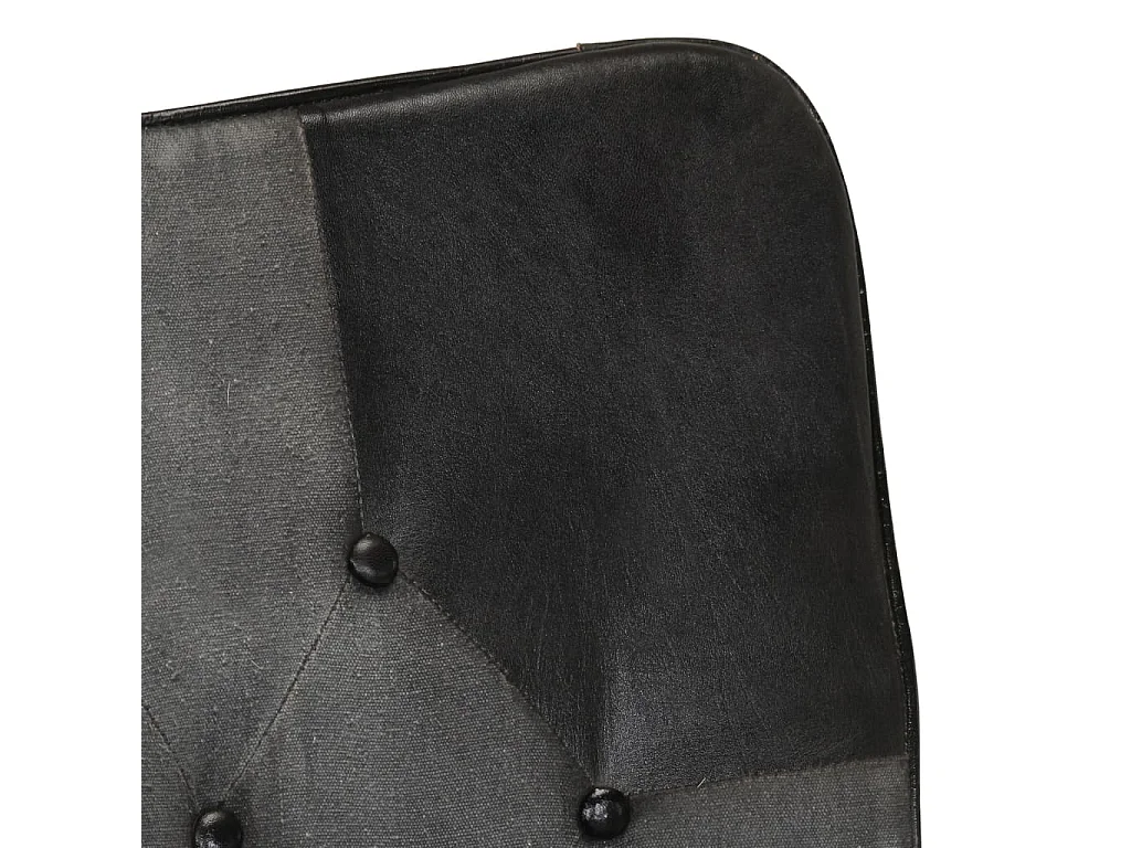 Chaise à bascule et repose-pieds Marron Noir véritable et toile