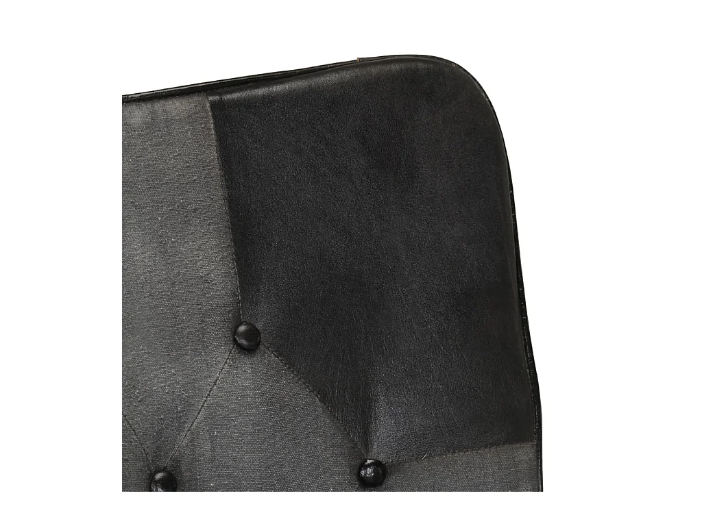 Chaise à bascule et repose-pieds Marron Noir véritable et toile