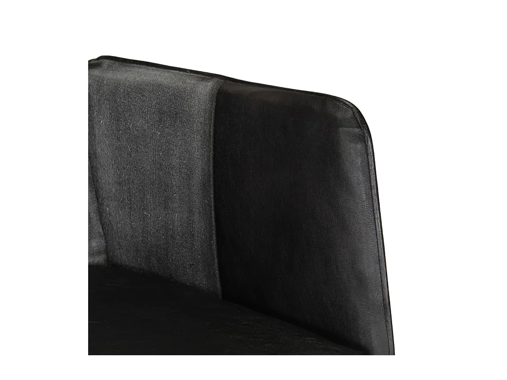 Chaise à bascule et repose-pieds Marron Noir véritable et toile