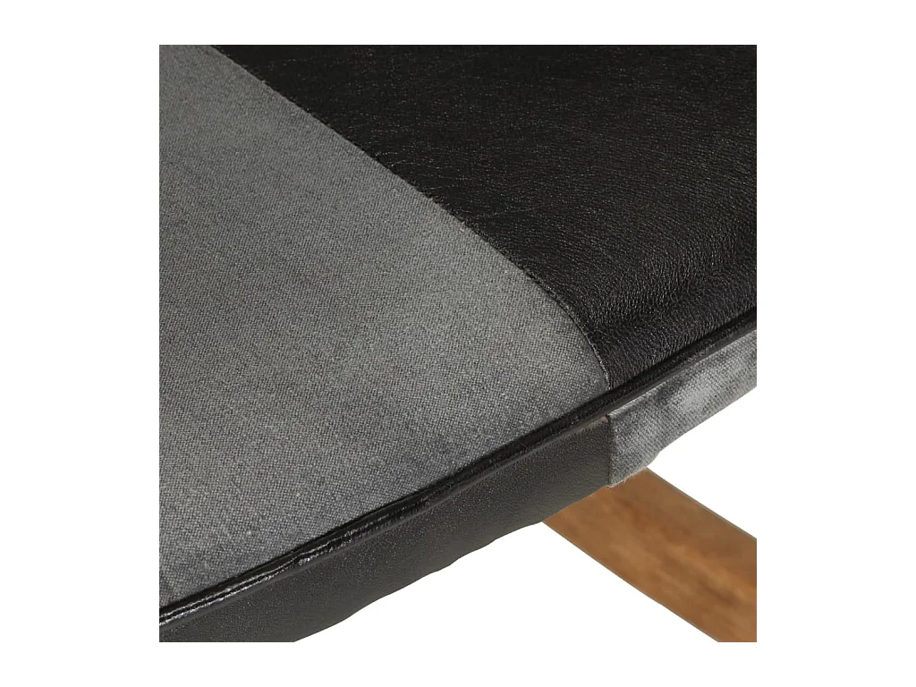 Chaise à bascule et repose-pieds Marron Noir véritable et toile