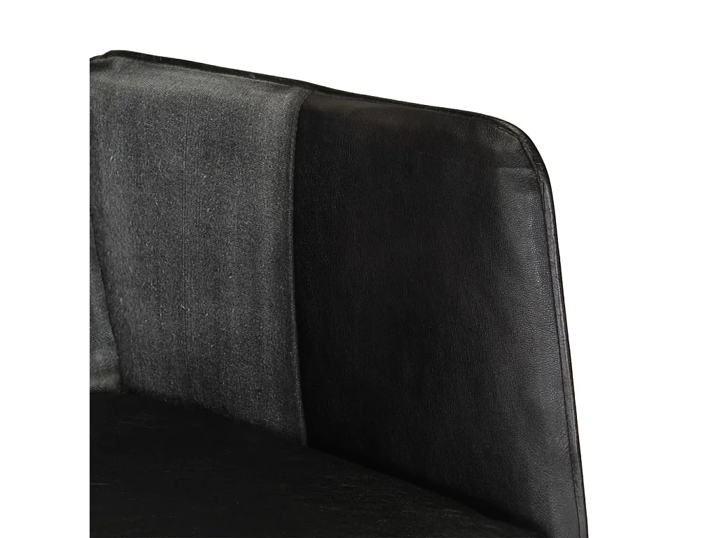 Chaise à bascule et repose-pieds Marron Noir véritable et toile