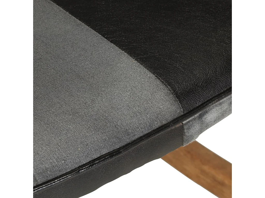 Chaise à bascule et repose-pieds Marron Noir véritable et toile