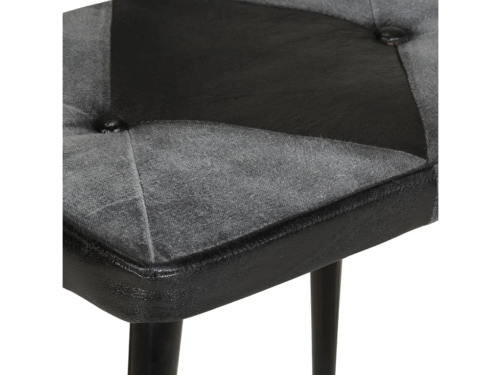 Chaise à bascule et repose-pieds Marron Noir véritable et toile