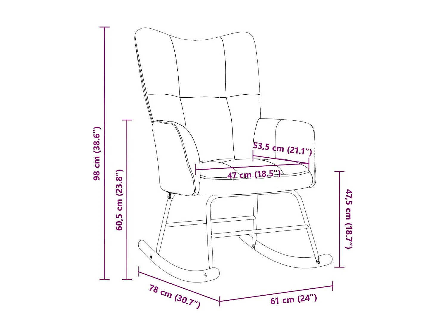 Chaise à bascule Rose Velours