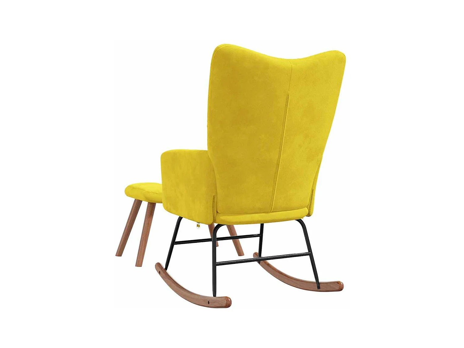 Silla mecedora con reposapiés tela amarillo mostaza