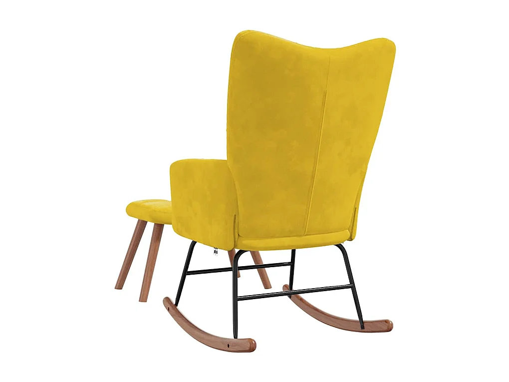 Chaise à bascule avec repose-pied Jaune moutarde Velours