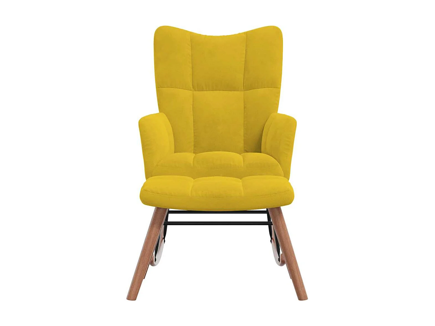 Chaise à bascule avec repose-pied Jaune moutarde Velours