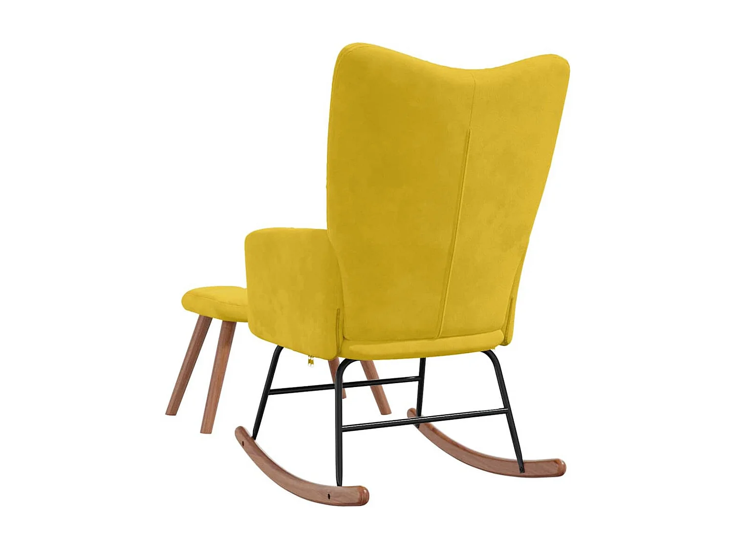 Chaise à bascule avec repose-pied Jaune moutarde Velours