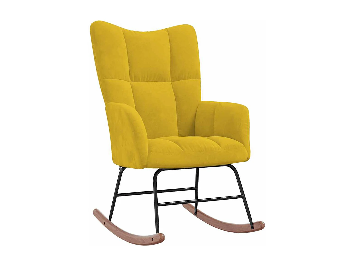 Chaise à bascule avec repose-pied Jaune moutarde Velours