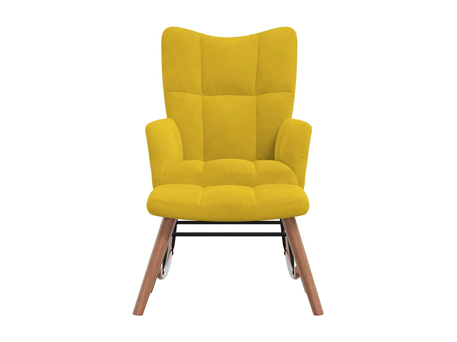 Schommelstoel met voetenbank fluweel mosterdgeel