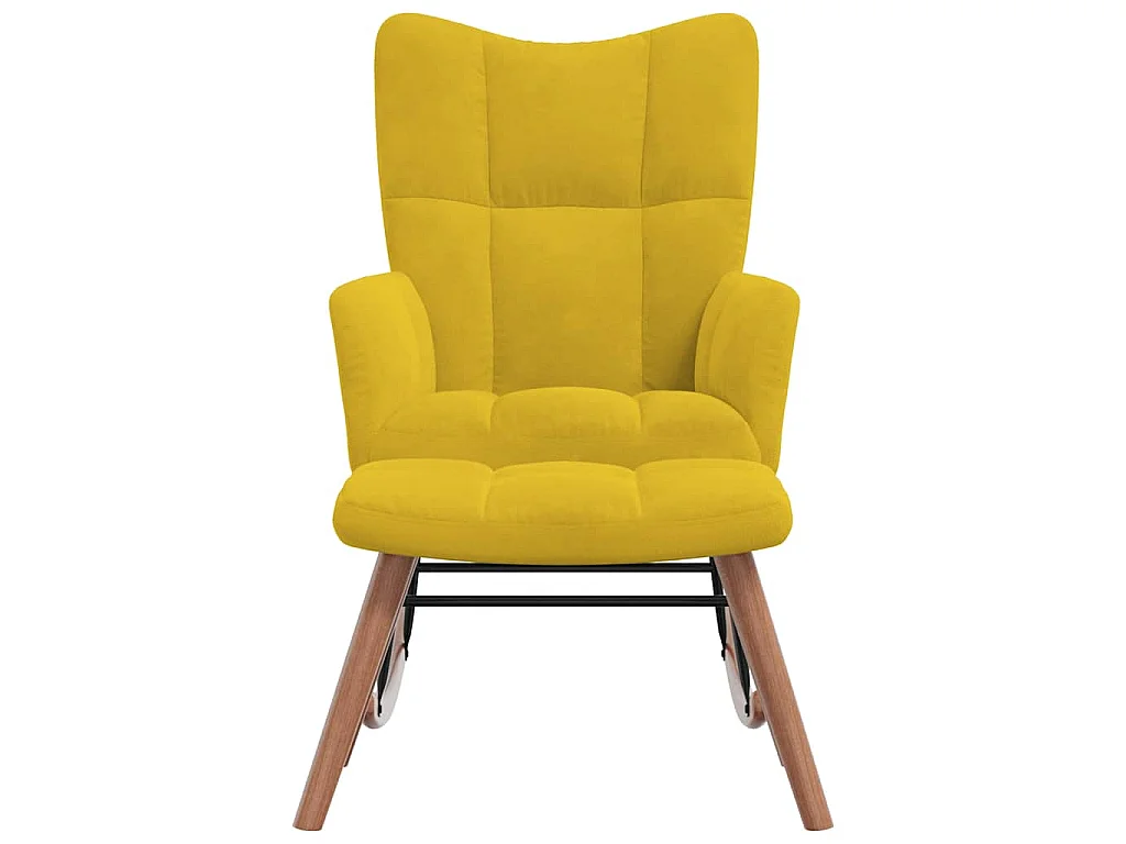 Chaise à bascule avec repose-pied Jaune moutarde Velours