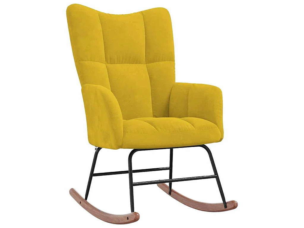 Chaise à bascule avec repose-pied Jaune moutarde Velours
