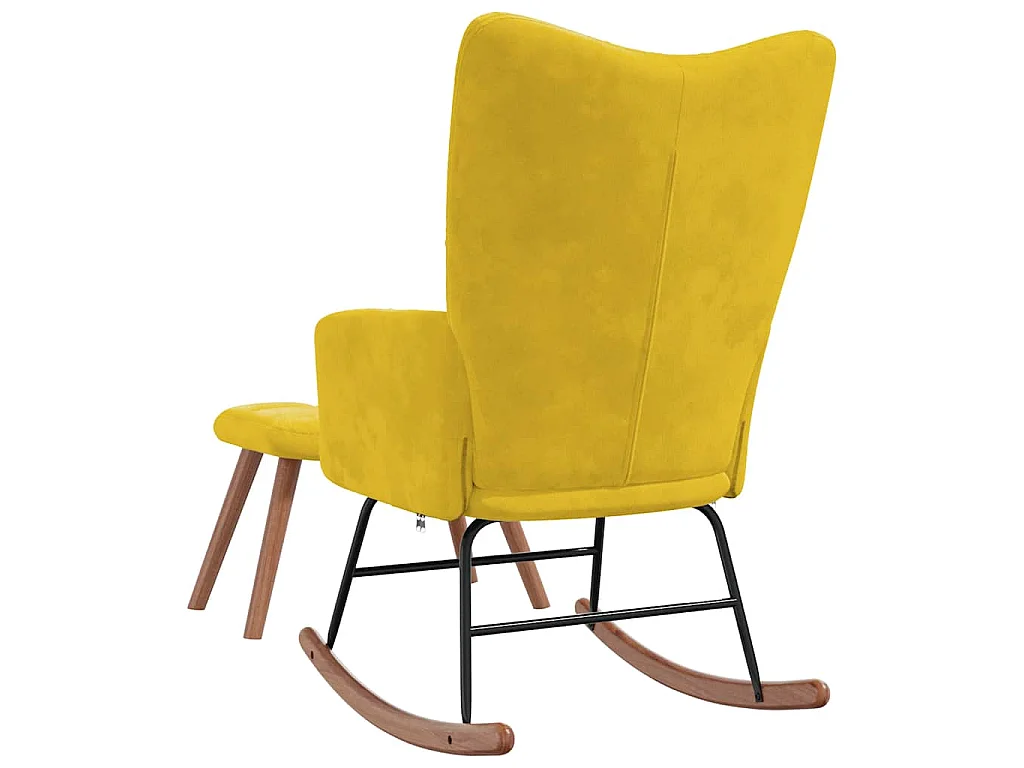 Chaise à bascule avec repose-pied Jaune moutarde Velours